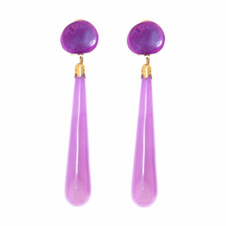 Pendiente de flamenca de lágrima de piedra cristal color Violeta - Imagen 1
