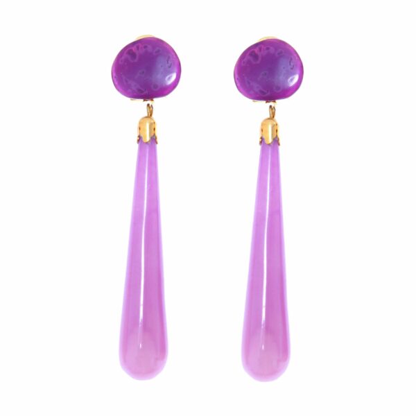 Pendiente de flamenca de lágrima de piedra cristal color Violeta