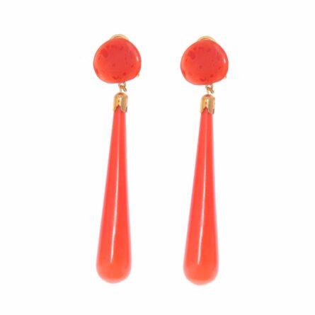 Pendiente de flamenca de lágrima de piedra cristal color Coral - Imagen 1