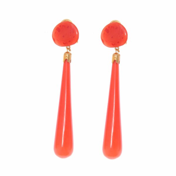Pendiente de flamenca de lágrima de piedra cristal color Coral