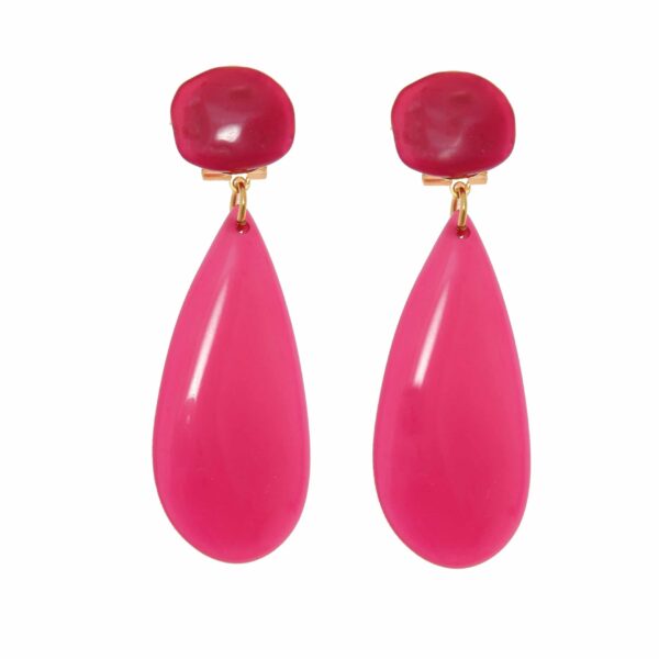 Pendiente de flamenca de lágrima plana de piedra cristal color Rosa Fresa