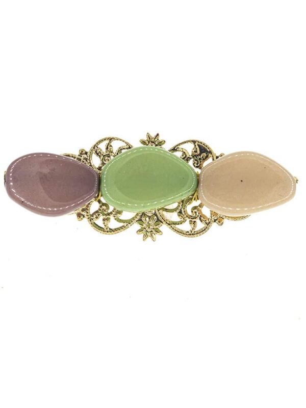 Broche de flamenca grande piedras nácar color maquillaje, verde agua y beige