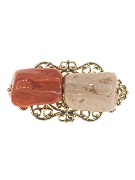 Broche de flamenca pequeño piedras nácar color coral y beige - Imagen 1