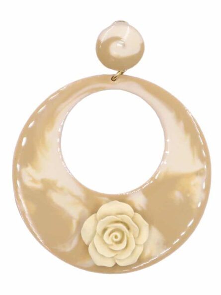 Pendiente de flamenca aro grande esmaltado acuarela color beige degradado - Imagen 1