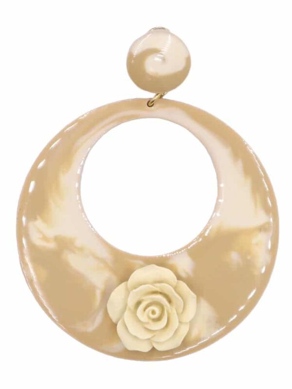 Pendiente de flamenca aro grande esmaltado acuarela color beige degradado