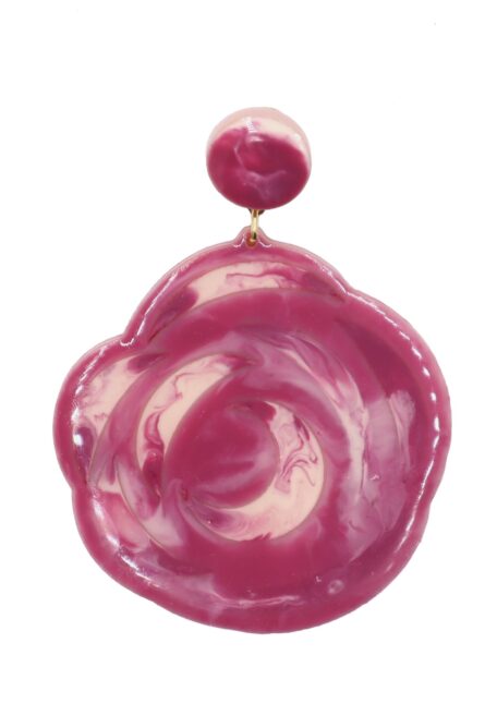 Pendiente de flamenca grande esmaltado acuarela color buganvilla degradado - Imagen 1