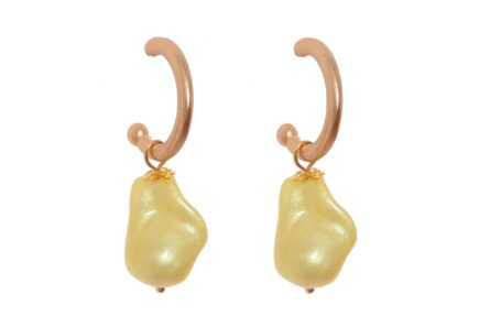 Aros pequeños piedra nácar amarillo - Imagen 1
