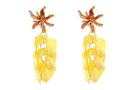Pendientes de pétalos en color amarillo con cabezal de hojas - Imagen 1