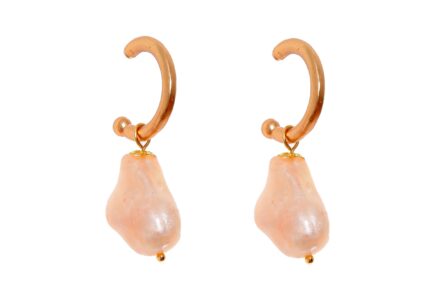 Aros pequeños piedra nácar beige - Imagen 1