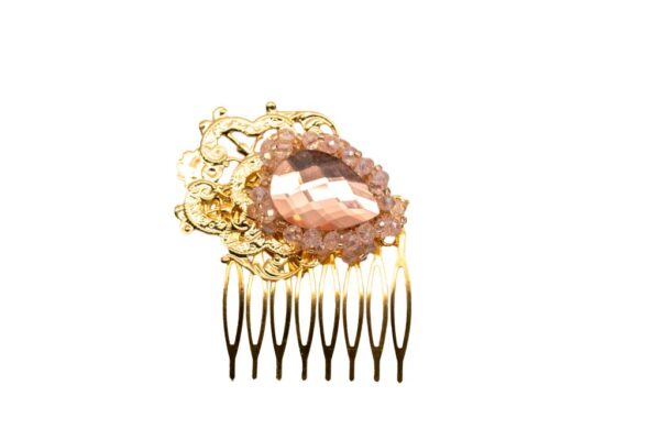 Peinecillo metal piedra rosa