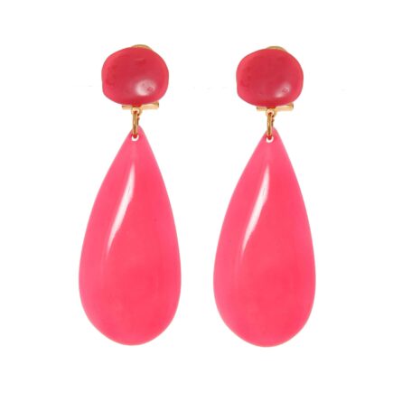 Pendiente de flamenca de lágrima plana de piedra cristal color Rosa Fresa - Imagen 1