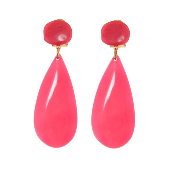 Pendiente de flamenca de lágrima plana de piedra cristal color Rosa Fresa