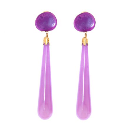 Pendiente de flamenca de lágrima de piedra cristal color Morado - Imagen 1