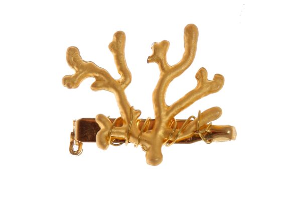 Broche dorado de rama de coral