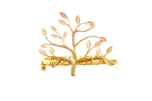 Broche dorado árbol de la vida