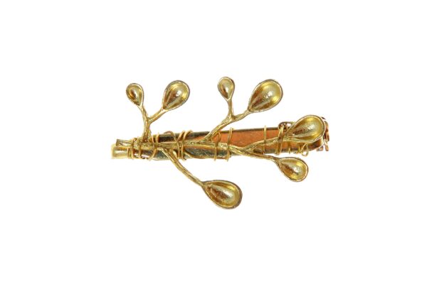 Broche dorado de ramitas