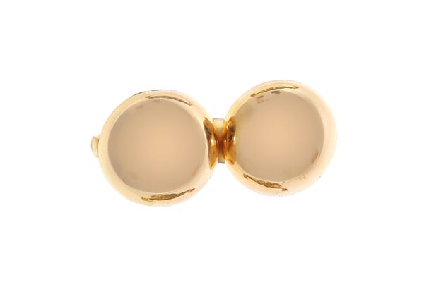 Broche dorado pequeño con dos bolas brillantes