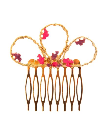 Peinecillo dorado pintado en malva y rosa - Imagen 1