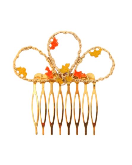 Peinecillo dorado pintado en naranja y amarillo - Imagen 1