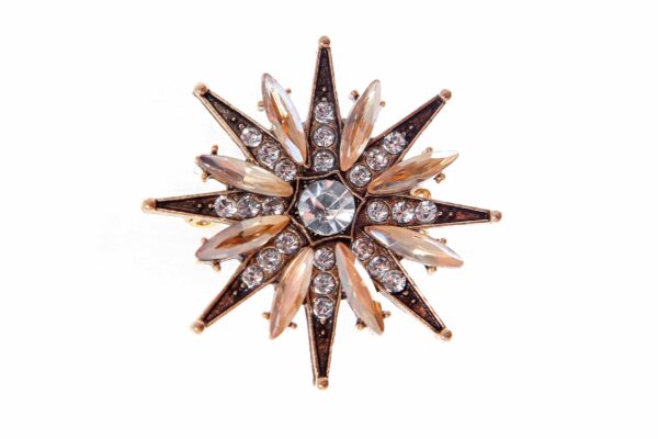 Broche de estrella con apliques de cristal en dorado