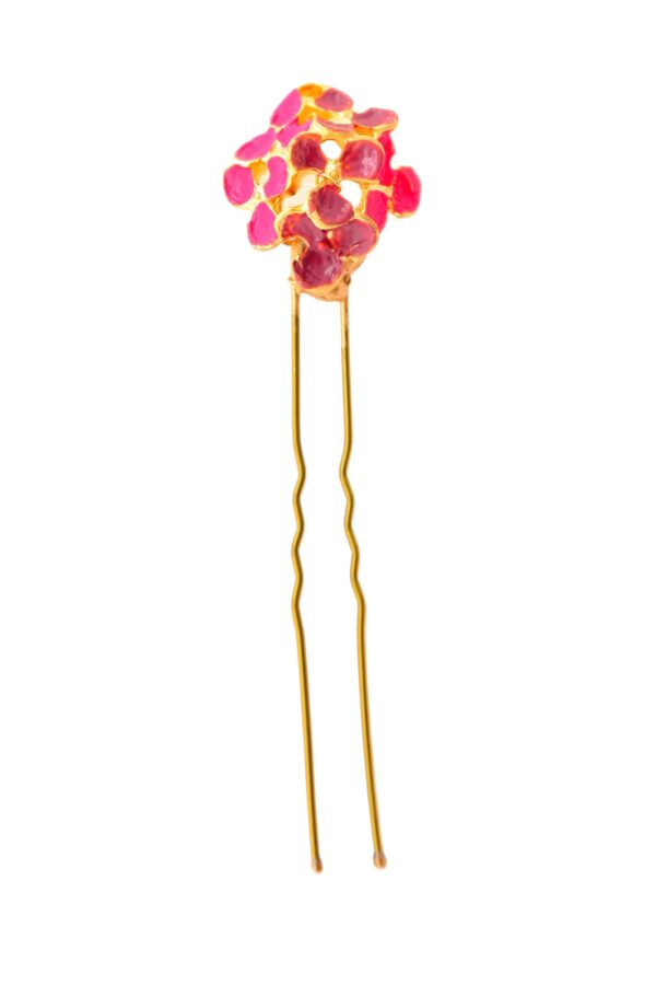 Horquilla de flores esmaltado en rosa y malva