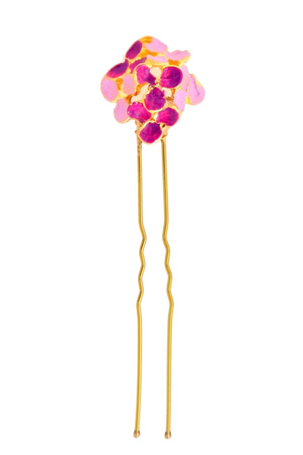 Horquilla de flores esmaltado en lila y morado
