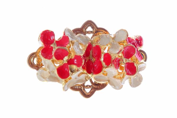 Broche de flores esmaltado en beige y coral