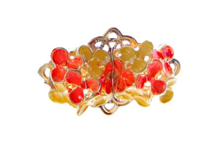 Broche de flores esmaltado en naranja y amarillo - Imagen 1