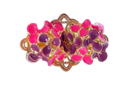 Broche de flores esmaltado en malva y rosa - Imagen 1
