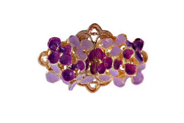 Broche de flores esmaltado en lila y morado