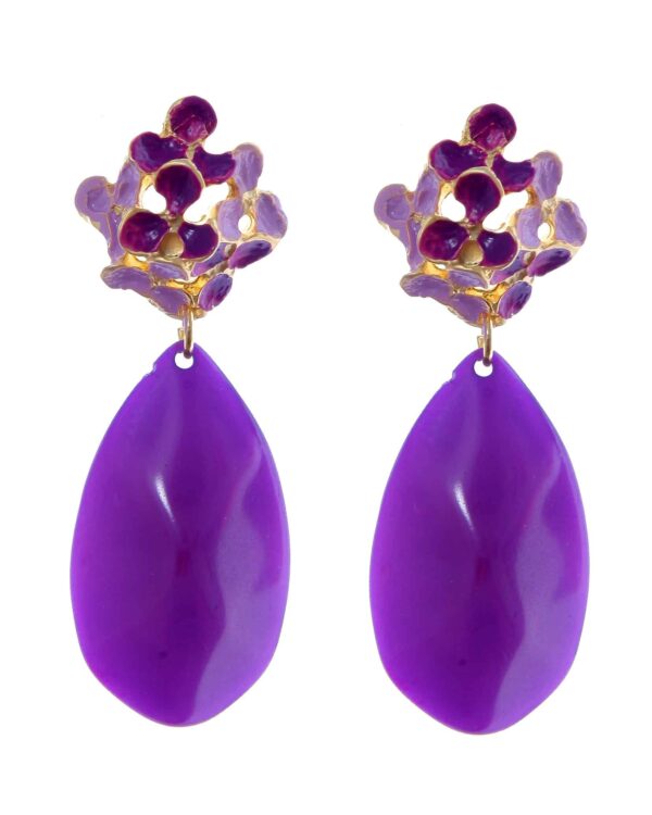 Pendientes de flores esmaltado en lila y morado