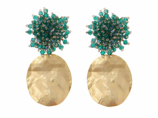 Pendientes de cristal color verde con lágrima ovalada