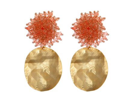 Pendientes de cristal color beige oscuro con lágrima ovalada - Imagen 1
