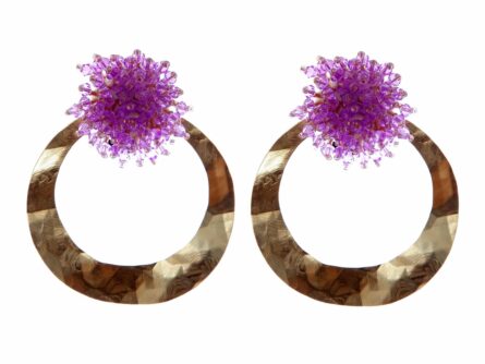Pendientes de cristal color Malva de aro grande - Imagen 1