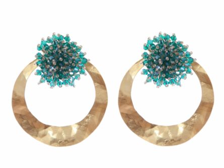 Pendientes de cristal color Verde de aro grande - Imagen 1