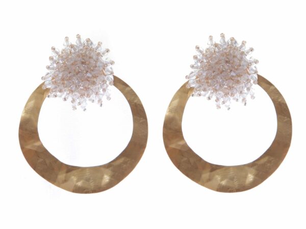 Pendientes de cristal color Blanco de aro grande