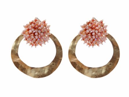 Pendientes de cristal color Beige degradado de aro grande - Imagen 1
