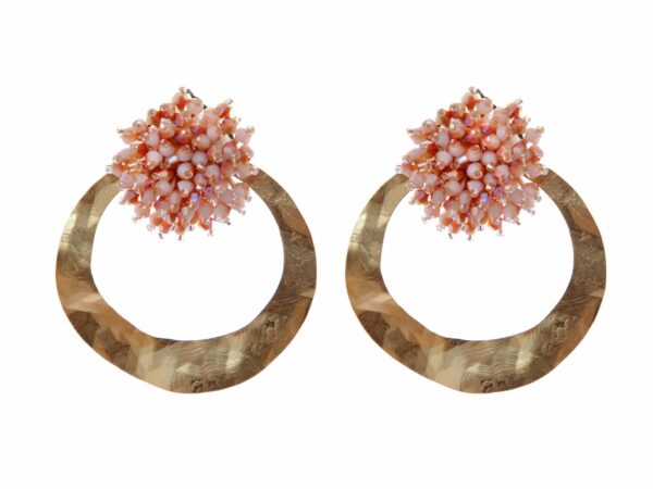 Pendientes de cristal color Beige degradado de aro grande