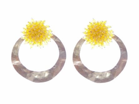 Pendientes de cristal color Amarillo de aro grande - Imagen 1