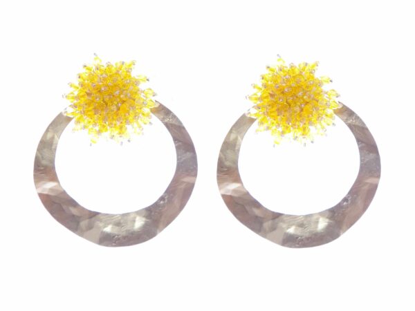 Pendientes de cristal color Amarillo de aro grande