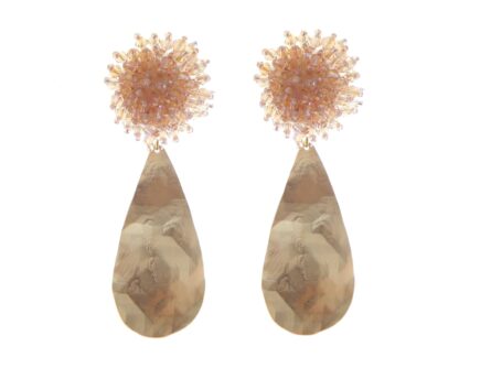 Pendientes de cristal color Beige Oscuro de lágrima - Imagen 1
