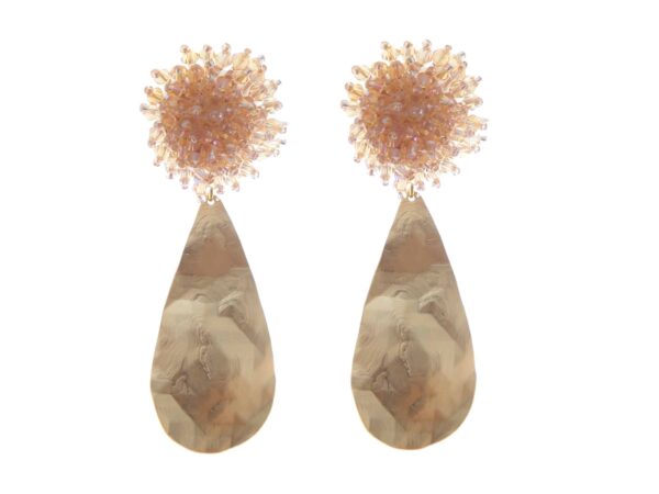 Pendientes de cristal color Beige Oscuro de lágrima
