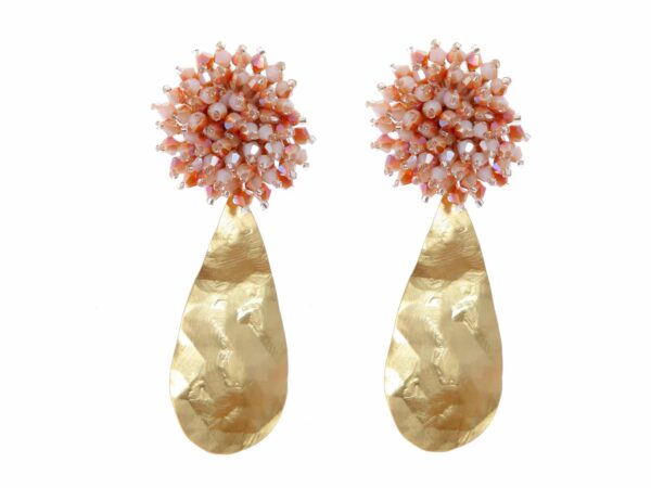 Pendientes de cristal color Beige Degradado de lágrima