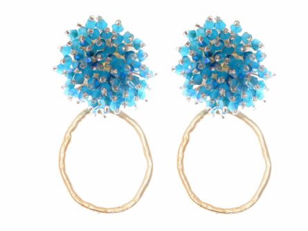 Pendientes de cristal color Azul de aro pequeño - Imagen 1