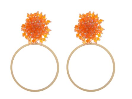 Pendientes de cristal color Naranja aro grande fino - Imagen 1