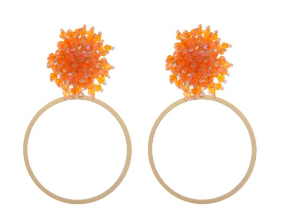 Pendientes de cristal color Naranja aro grande fino