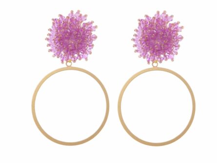 Pendientes de cristal color Malva aro grande fino - Imagen 1