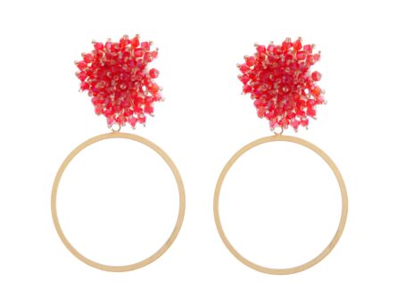 Pendientes de cristal color Rojo aro grande fino - Imagen 1