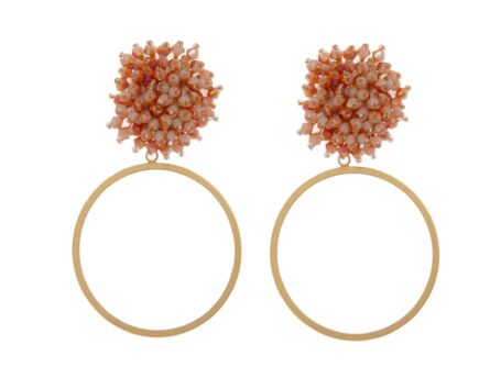 Pendientes de cristal color Beige Degradado aro grande fino - Imagen 1