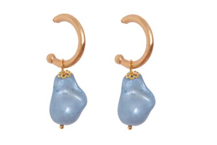 Aros pequeños piedra nácar azul ducado - Imagen 1